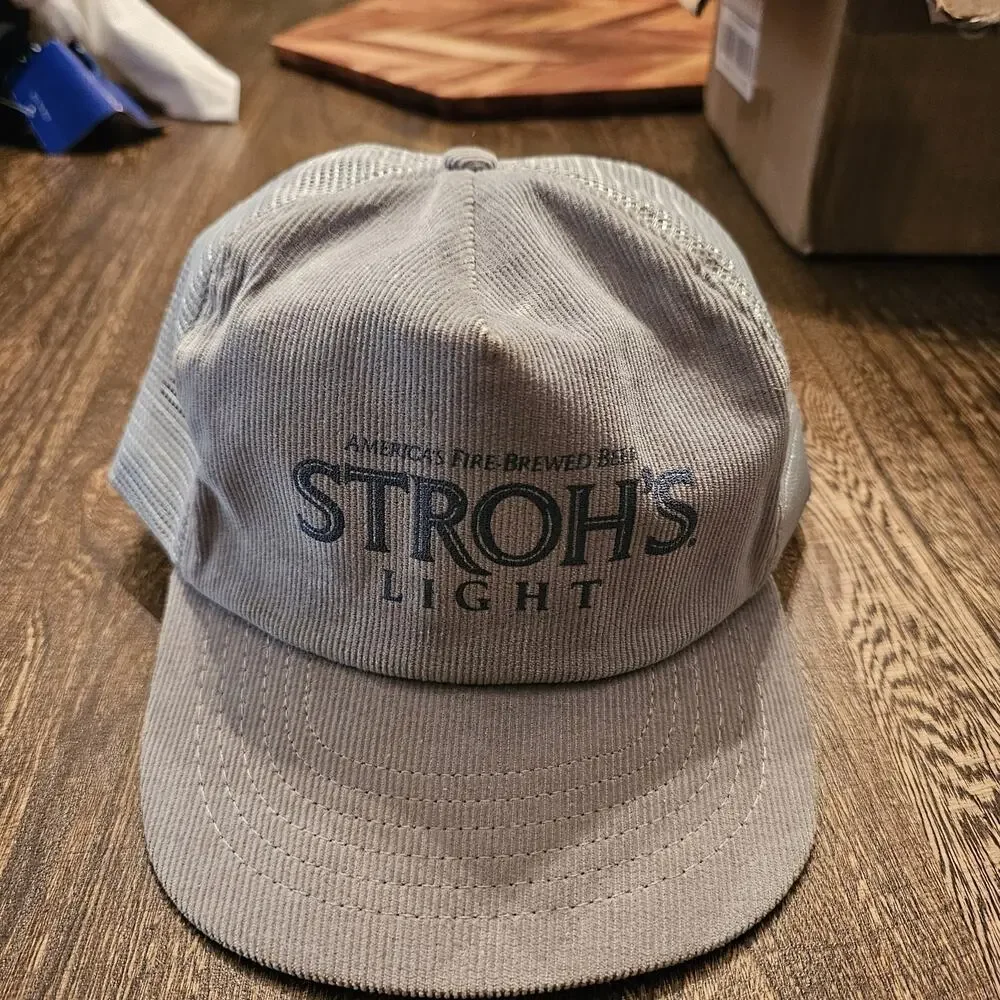 Stroh's Light Beer Brewery Corduroy Trucker Vintage Retro Dad Hat